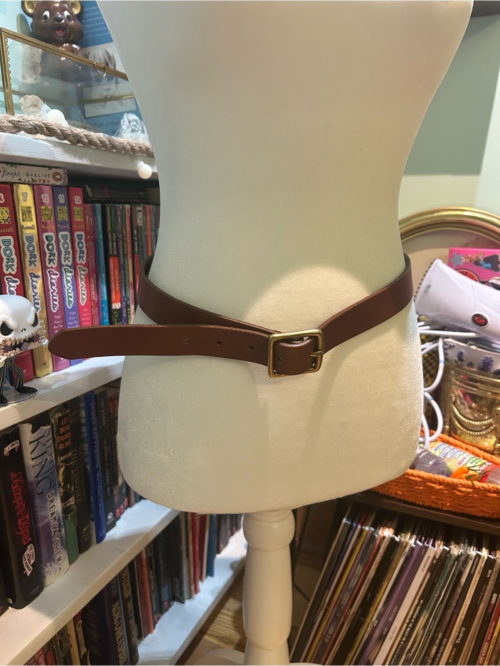 Vintage brown genuine leather gold belt buckle Gap